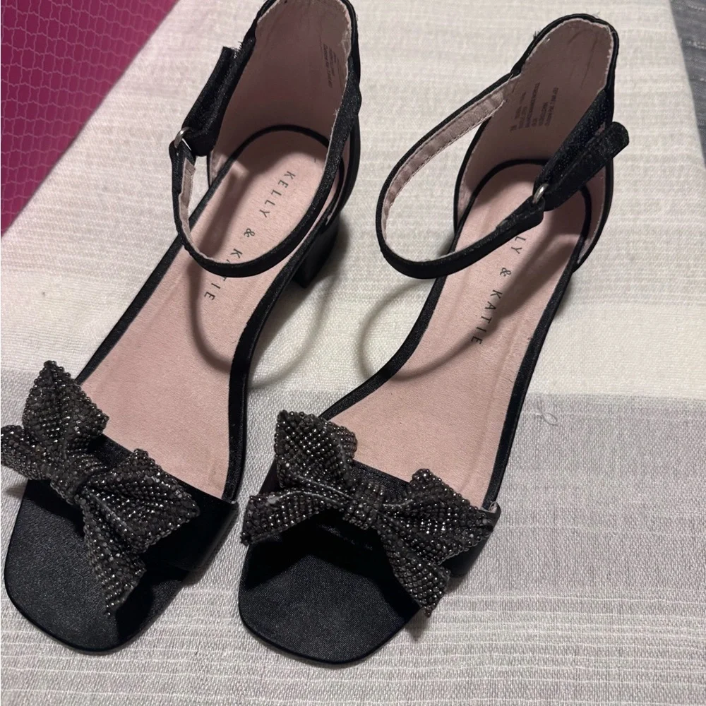 Kelly and Katie Chic Black Kids Dress Shoes with Bow size 3